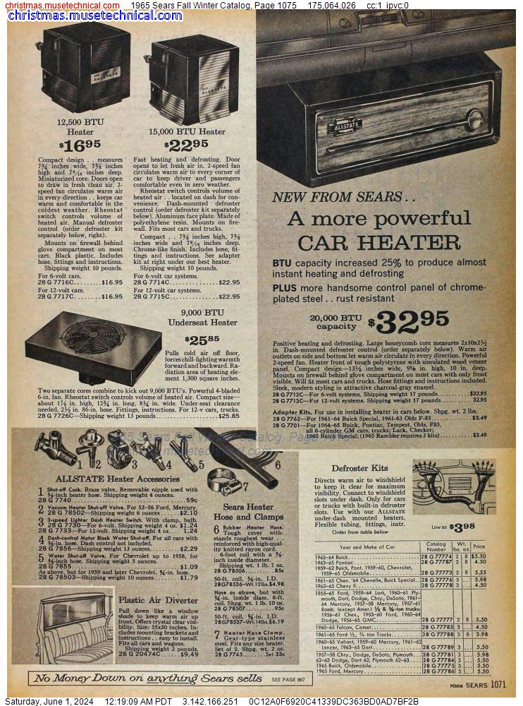 1965 Sears Fall Winter Catalog, Page 1075