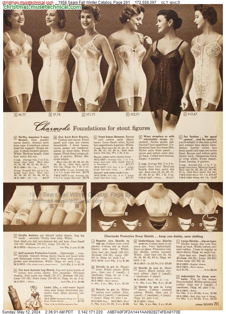 1958 Sears Fall Winter Catalog, Page 291