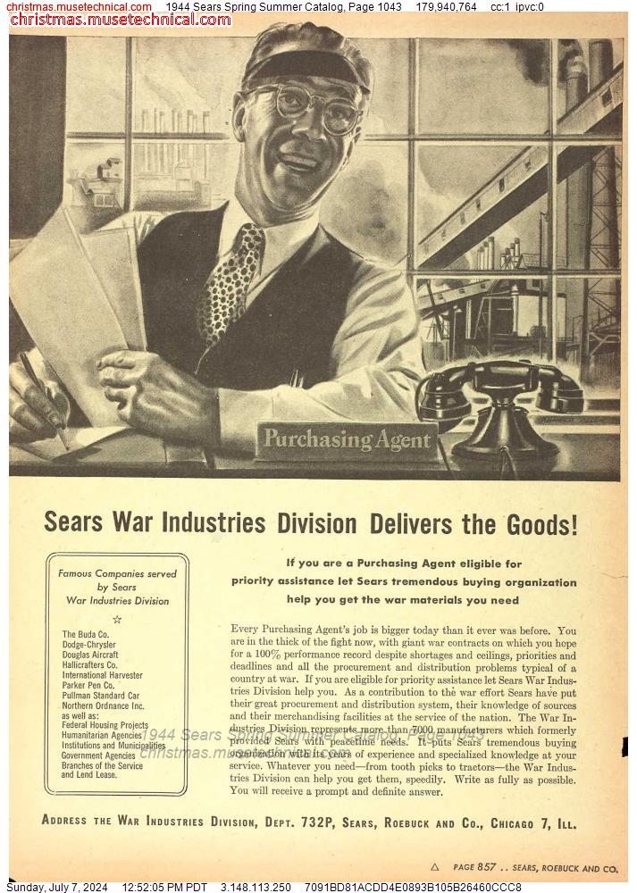 1944 Sears Spring Summer Catalog, Page 1043