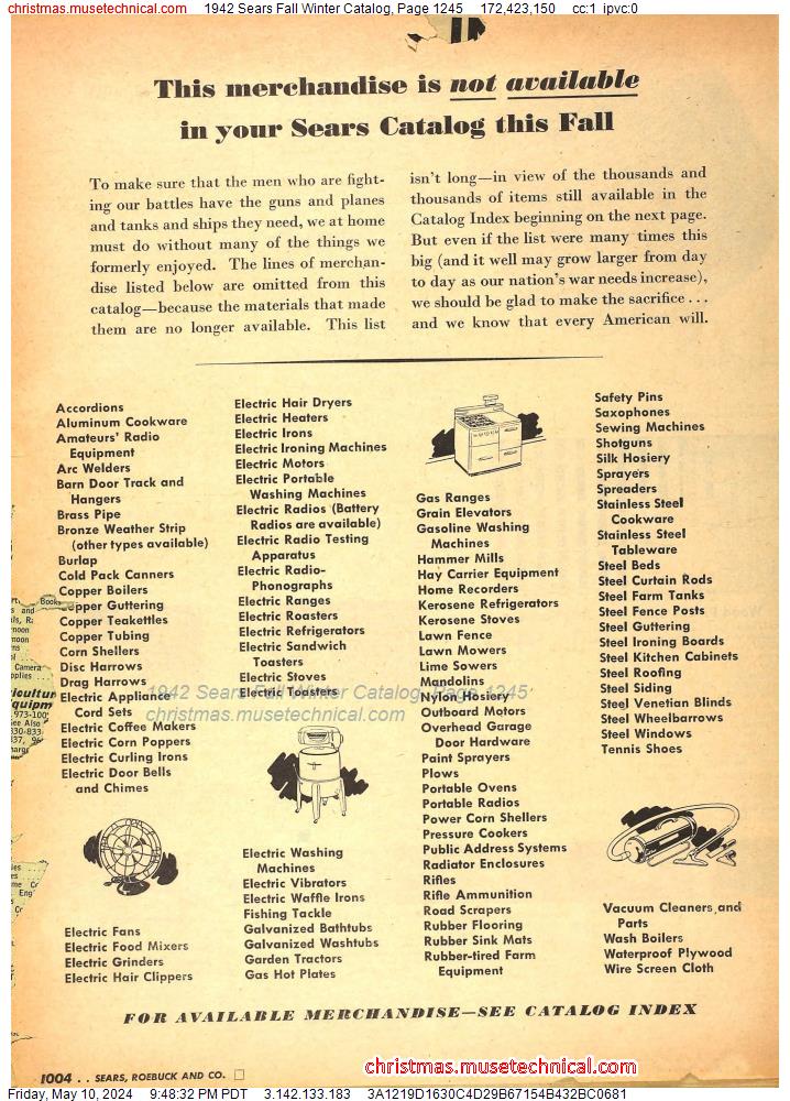 1942 Sears Fall Winter Catalog, Page 1245