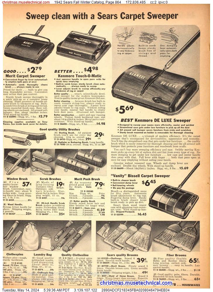 1942 Sears Fall Winter Catalog, Page 864