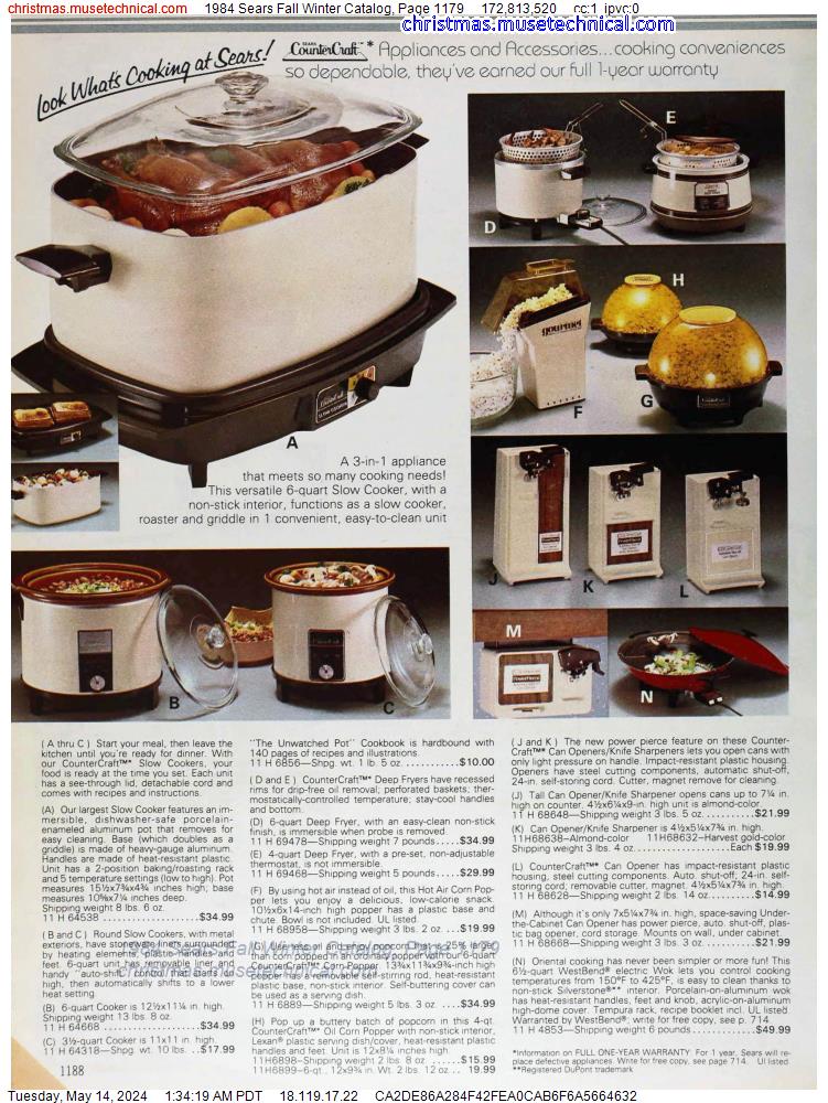 1984 Sears Fall Winter Catalog, Page 1179