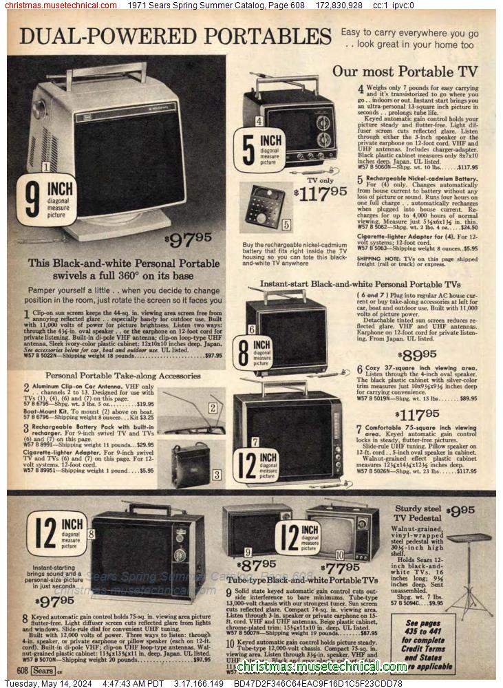 1971 Sears Spring Summer Catalog, Page 608