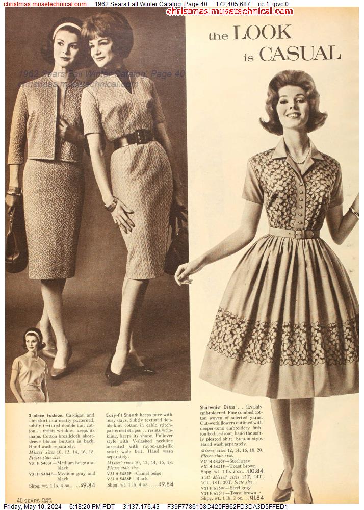1962 Sears Fall Winter Catalog, Page 40