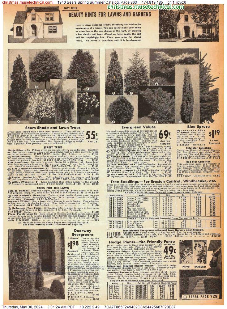 1940 Sears Spring Summer Catalog, Page 863