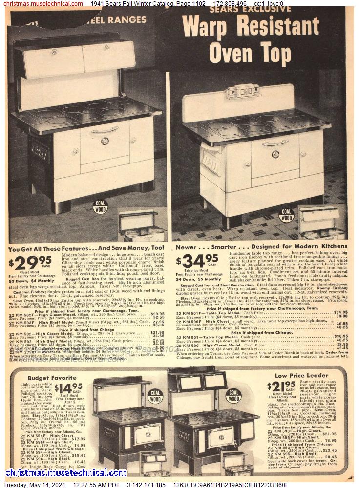 1941 Sears Fall Winter Catalog, Page 1102