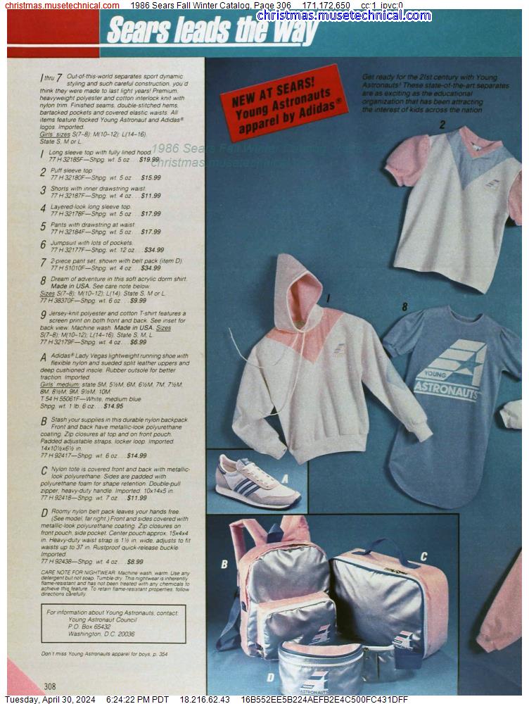 1986 Sears Fall Winter Catalog, Page 306