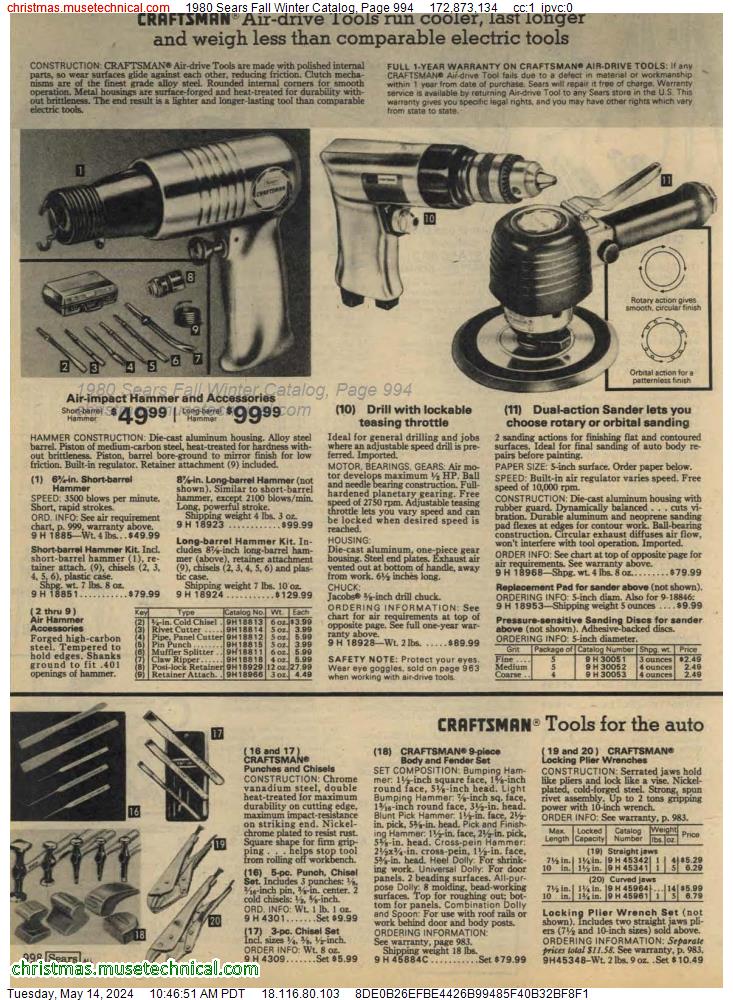 1980 Sears Fall Winter Catalog, Page 994