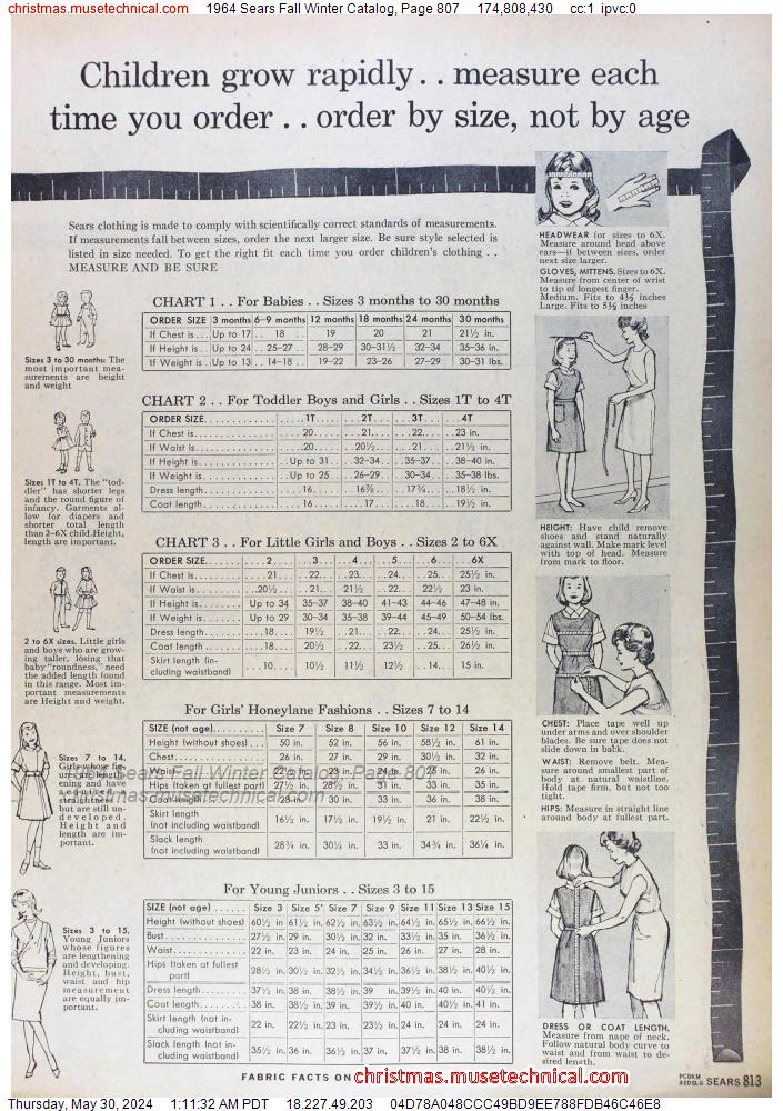 1964 Sears Fall Winter Catalog, Page 807