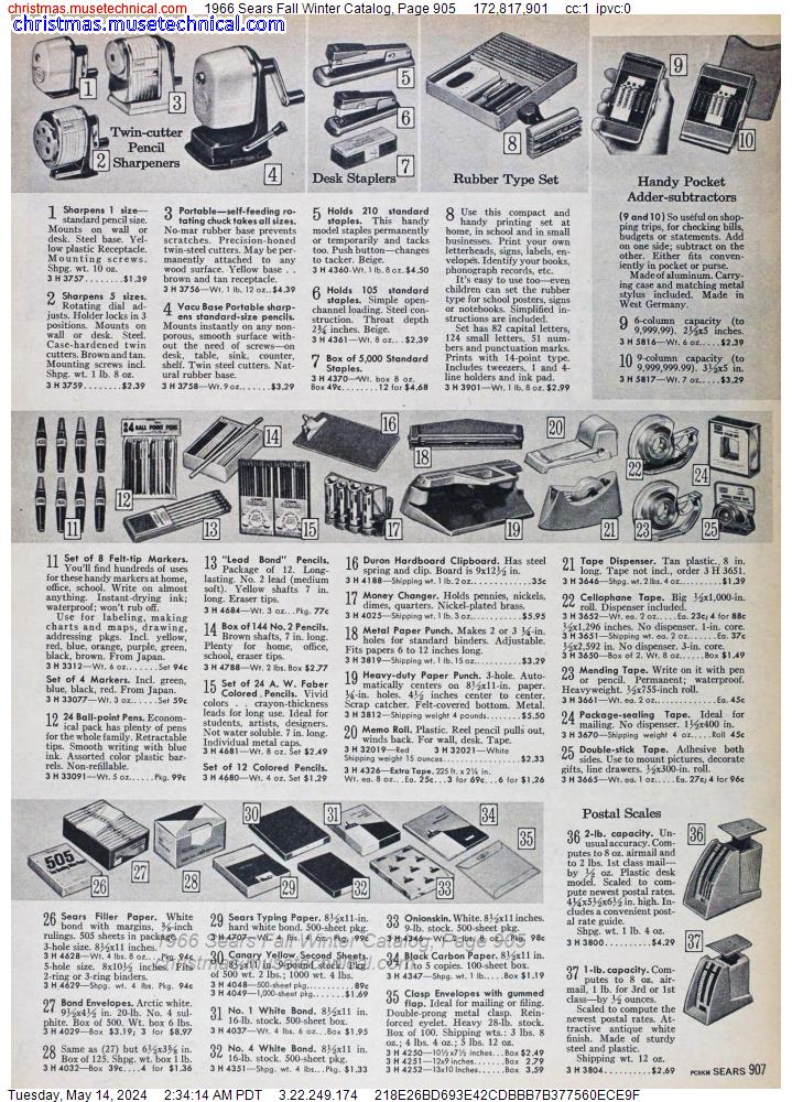 1966 Sears Fall Winter Catalog, Page 905