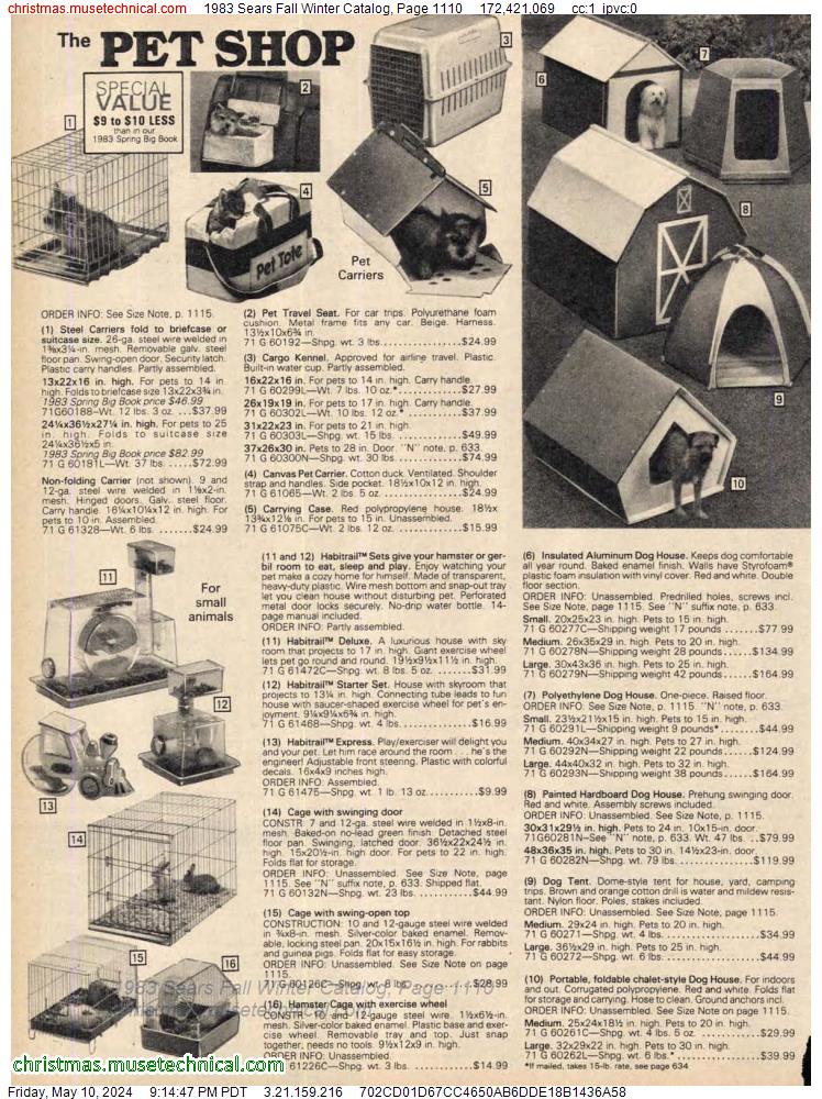 1983 Sears Fall Winter Catalog, Page 1110