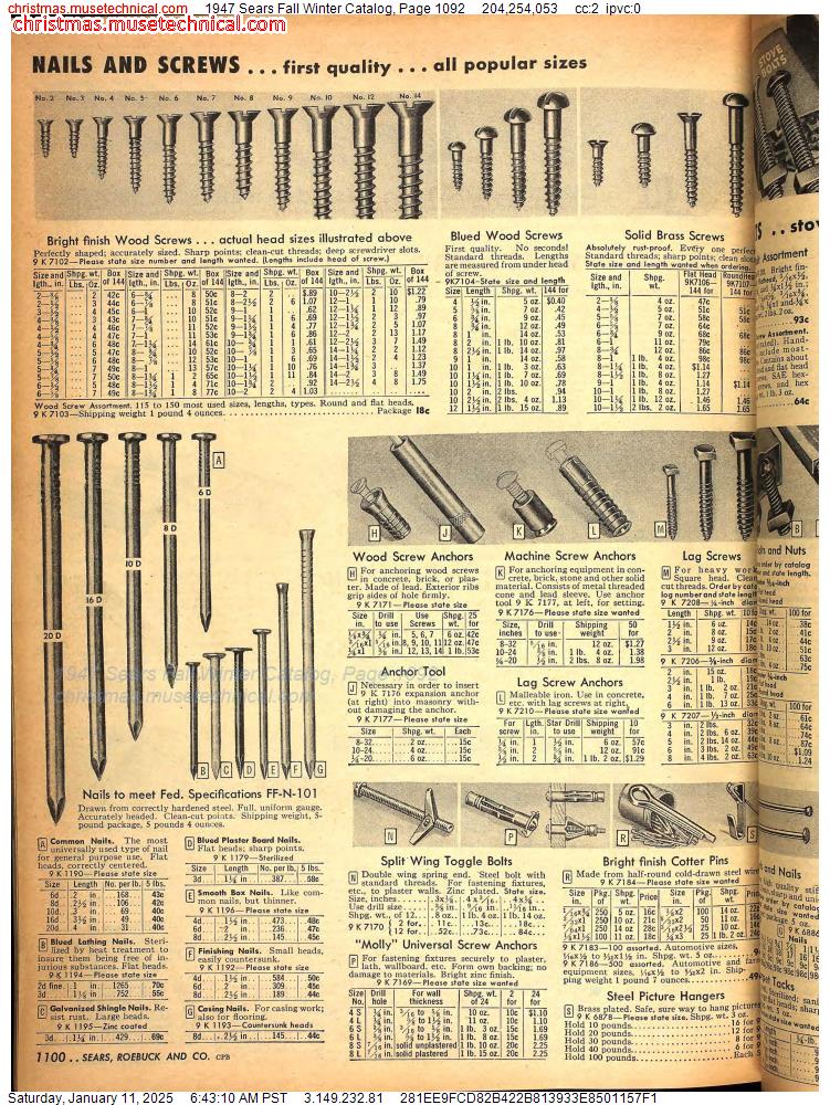 1947 Sears Fall Winter Catalog, Page 1092