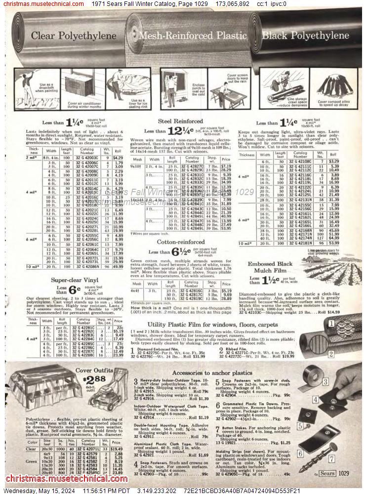 1971 Sears Fall Winter Catalog, Page 1029