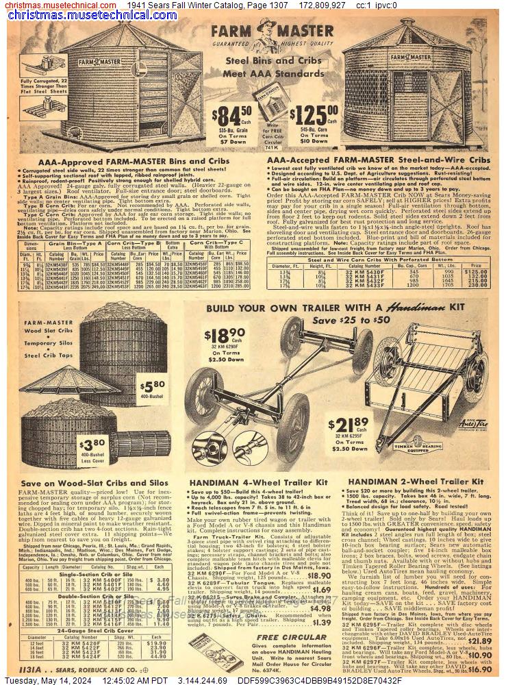 1941 Sears Fall Winter Catalog, Page 1307