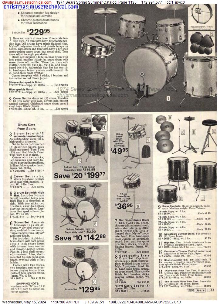 1974 Sears Spring Summer Catalog, Page 1135