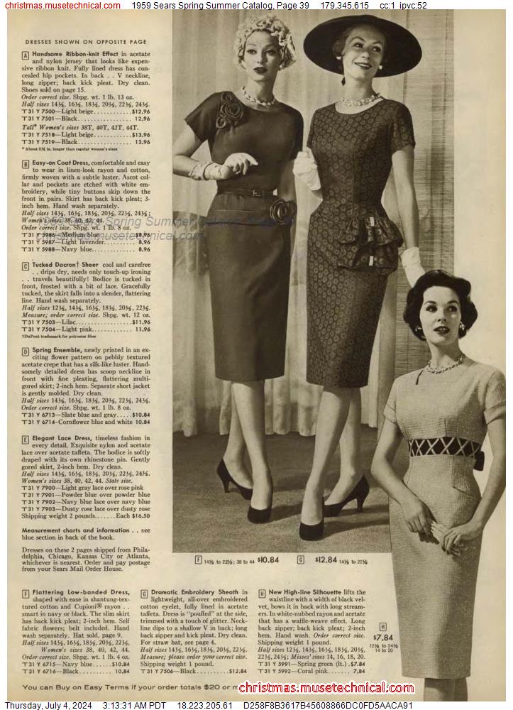 1959 Sears Spring Summer Catalog, Page 39
