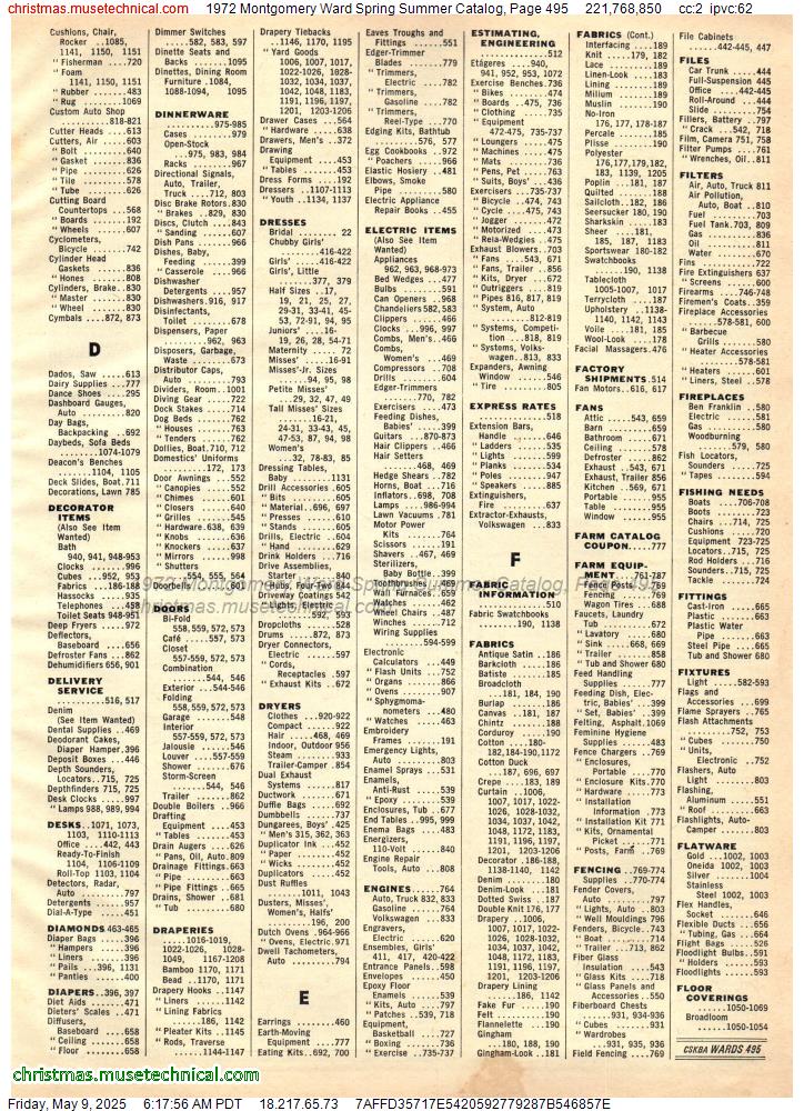 1972 Montgomery Ward Spring Summer Catalog, Page 495