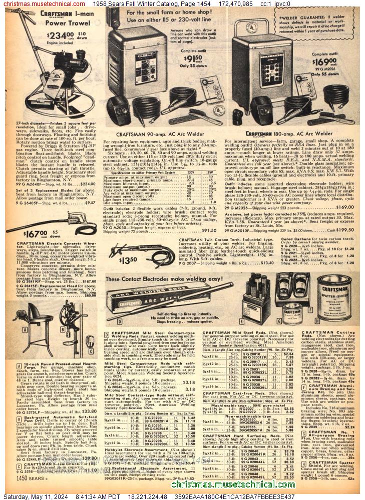 1958 Sears Fall Winter Catalog, Page 1454