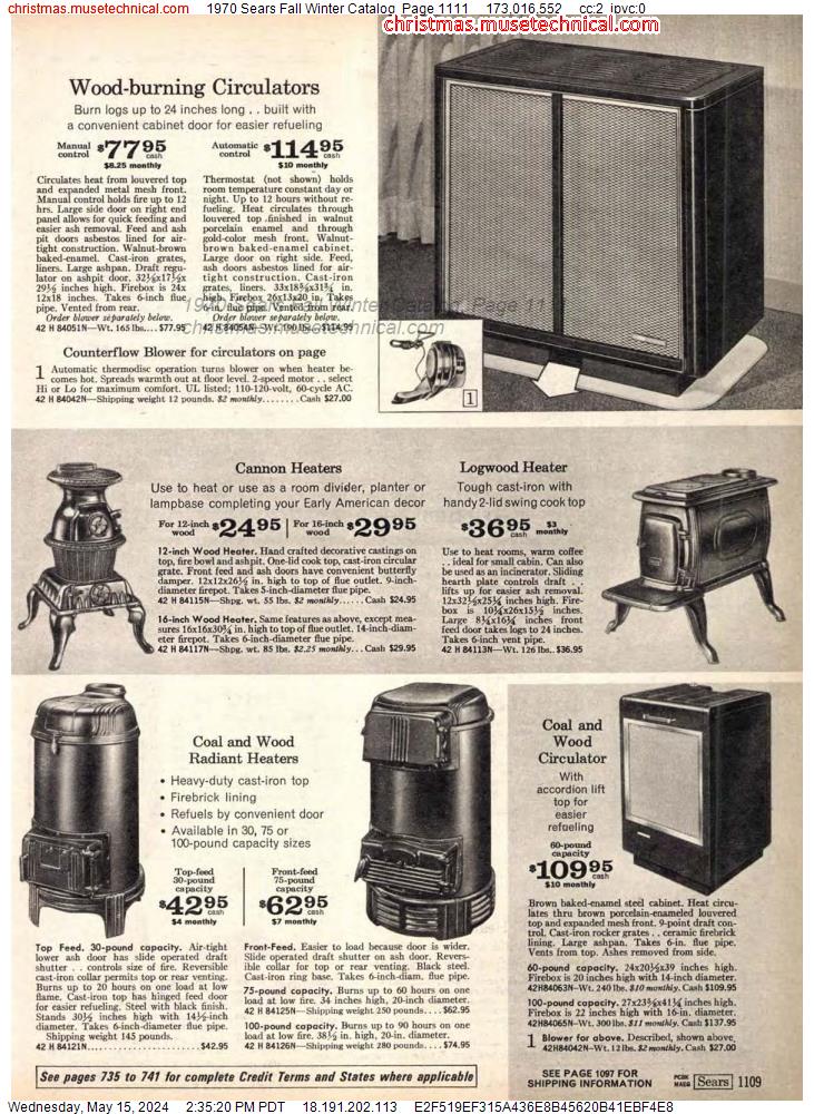 1970 Sears Fall Winter Catalog, Page 1111