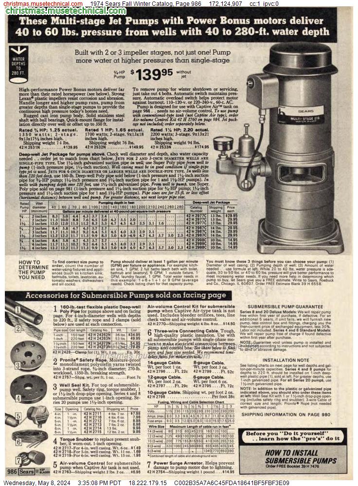 1974 Sears Fall Winter Catalog, Page 986