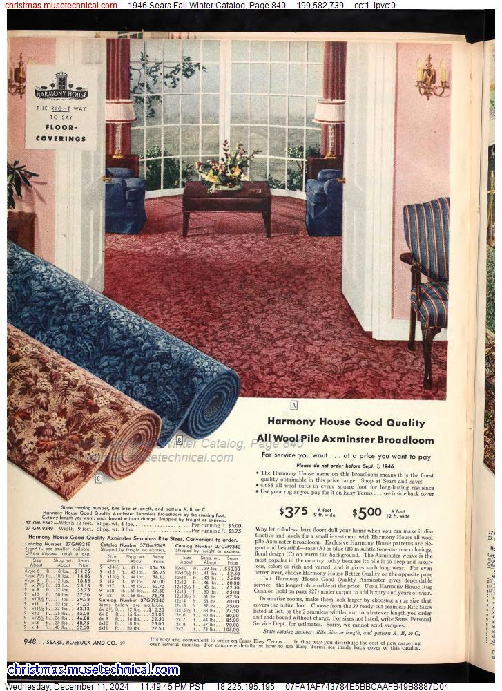 1946 Sears Fall Winter Catalog, Page 840