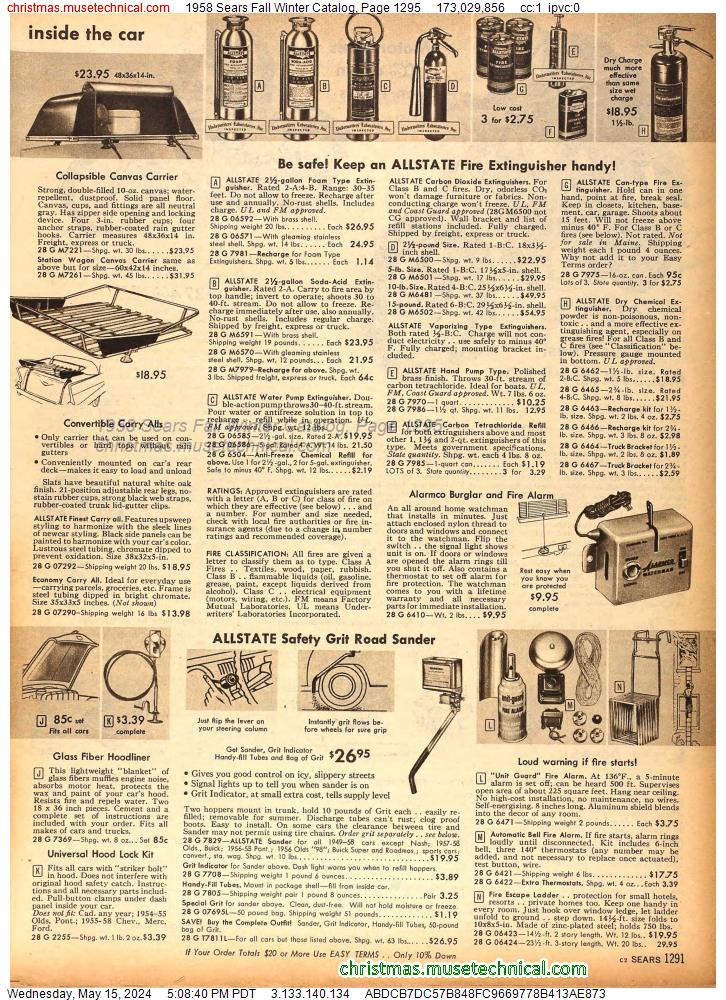1958 Sears Fall Winter Catalog, Page 1295