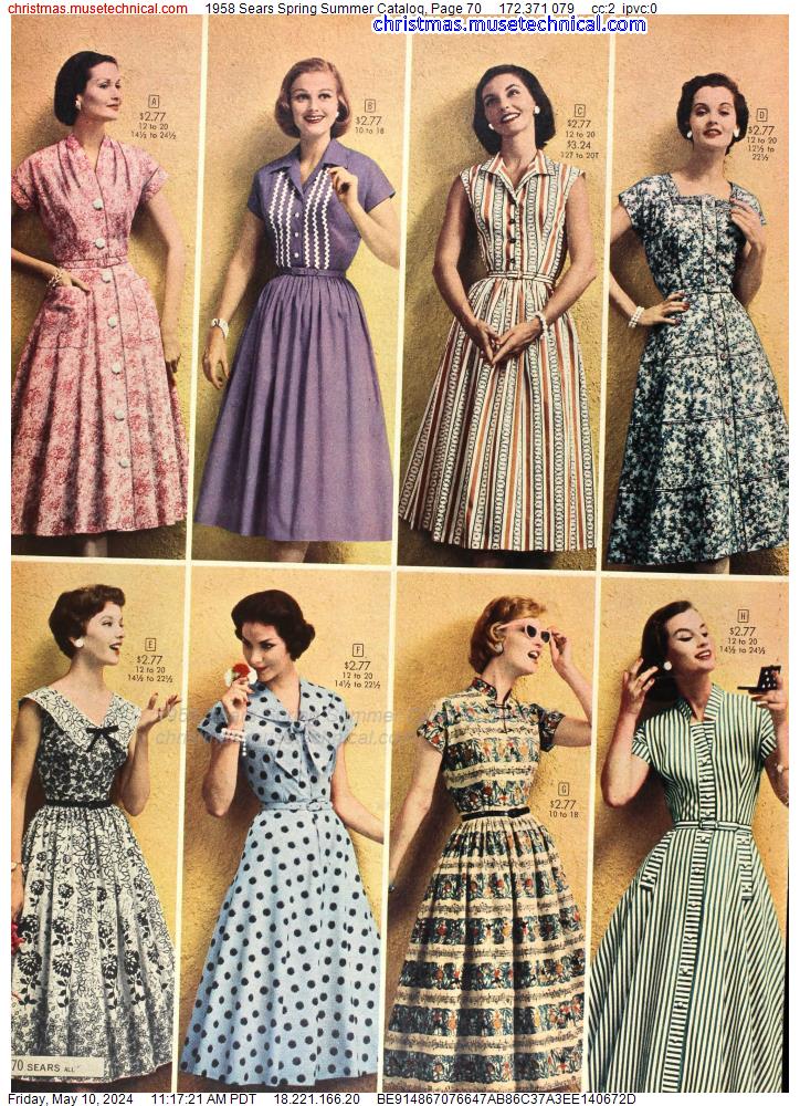 1958 Sears Spring Summer Catalog, Page 70