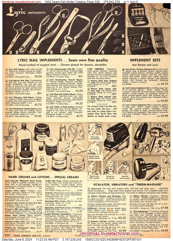 1952 Sears Fall Winter Catalog, Page 329