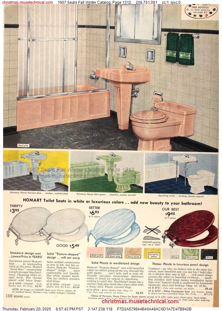 1957 Sears Fall Winter Catalog, Page 1312