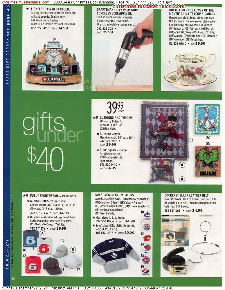 2003 Sears Christmas Book (Canada), Page 70