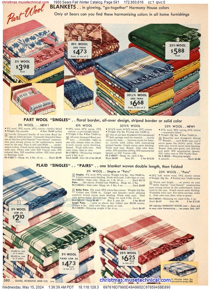 1950 Sears Fall Winter Catalog, Page 581
