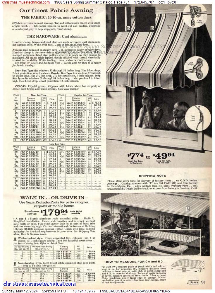 1968 Sears Spring Summer Catalog, Page 731