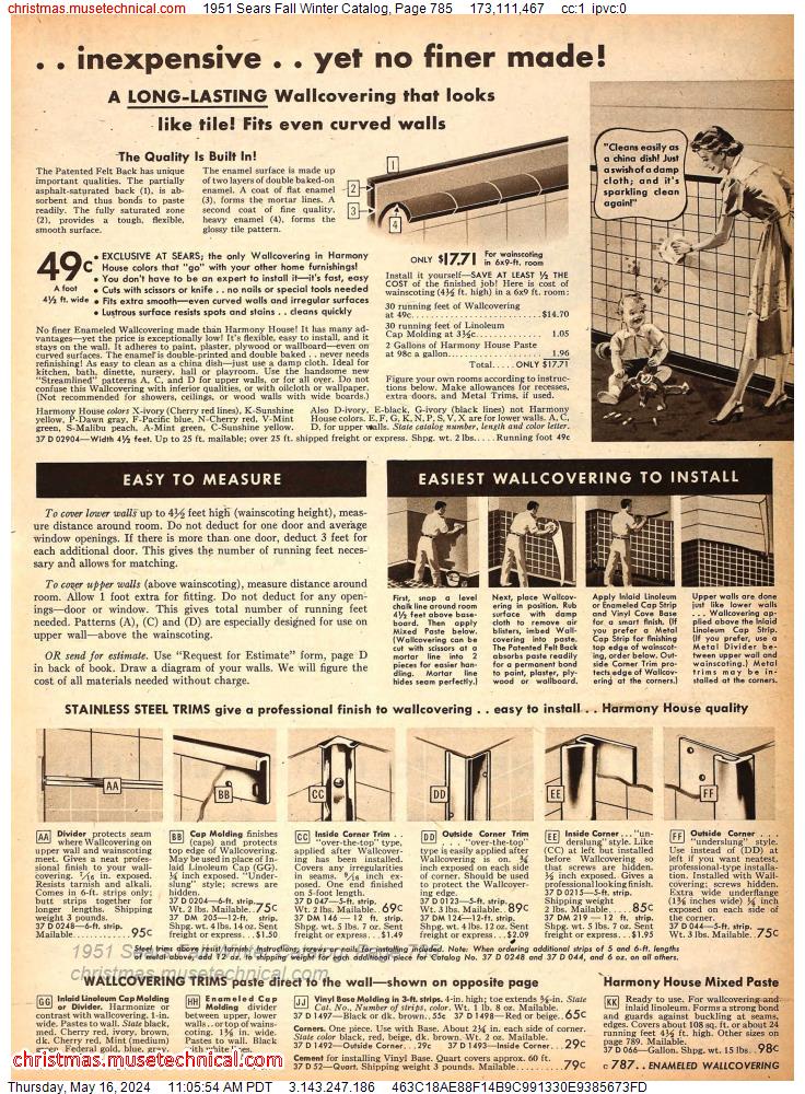 1951 Sears Fall Winter Catalog, Page 785