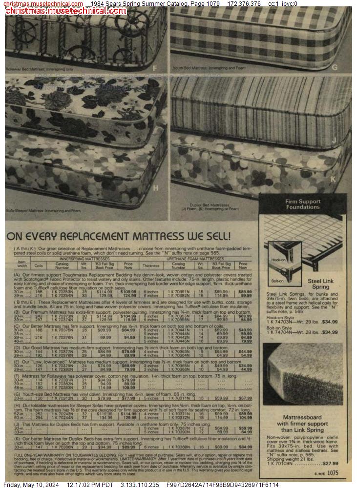1984 Sears Spring Summer Catalog, Page 1079