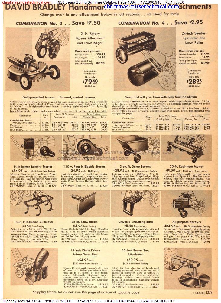 1958 Sears Spring Summer Catalog, Page 1384