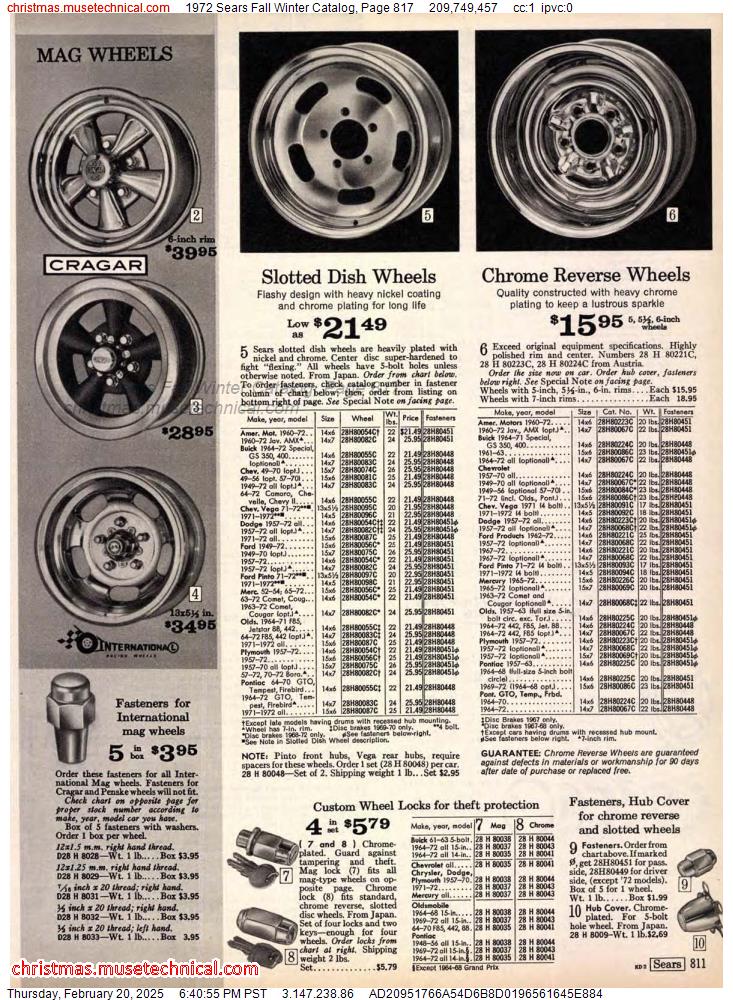 1972 Sears Fall Winter Catalog, Page 817