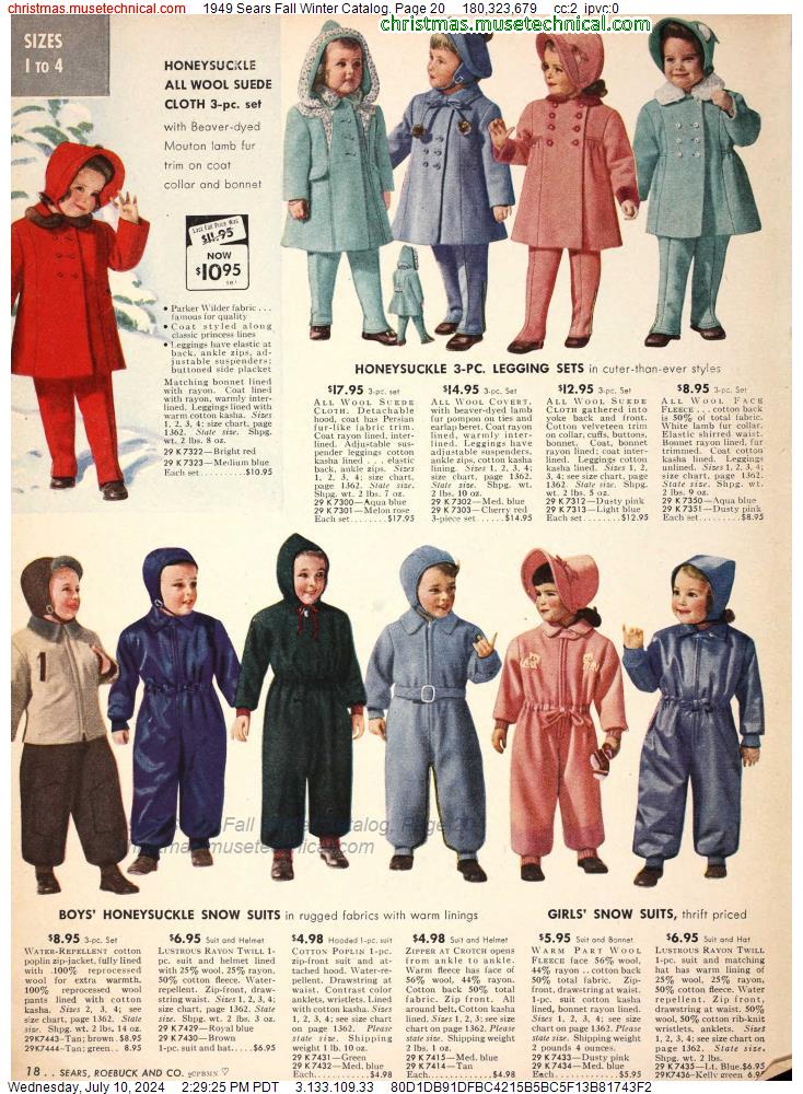 1949 Sears Fall Winter Catalog, Page 20