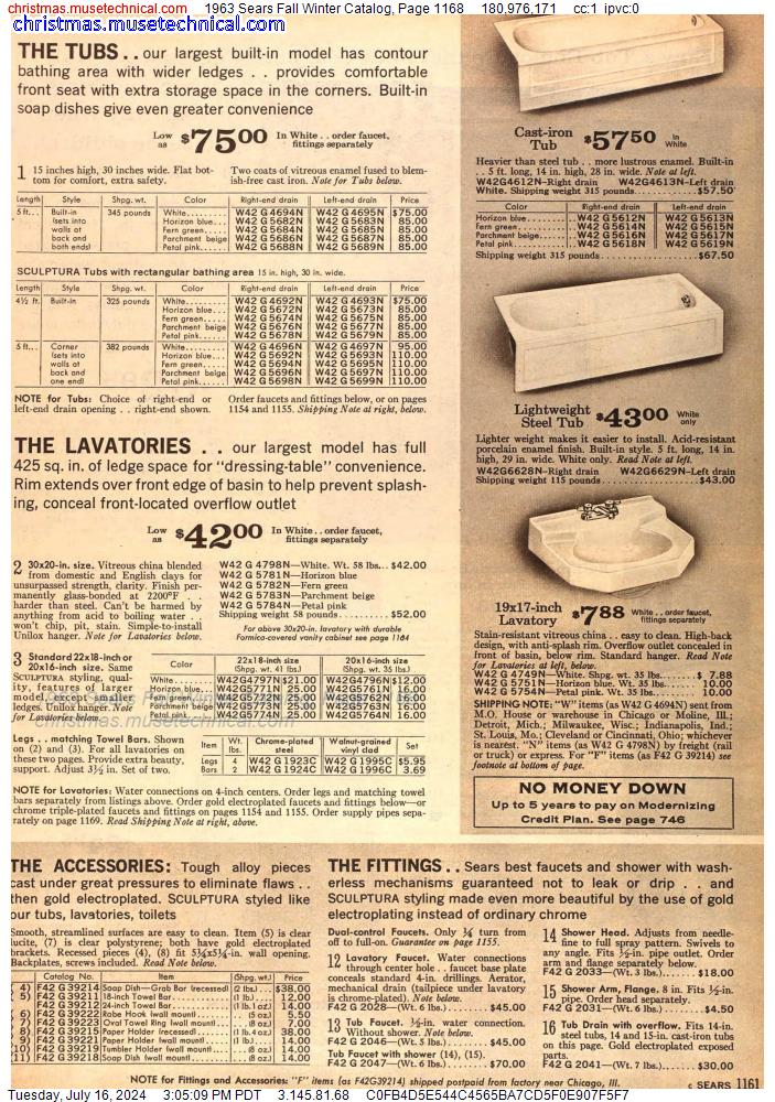 1963 Sears Fall Winter Catalog, Page 1168