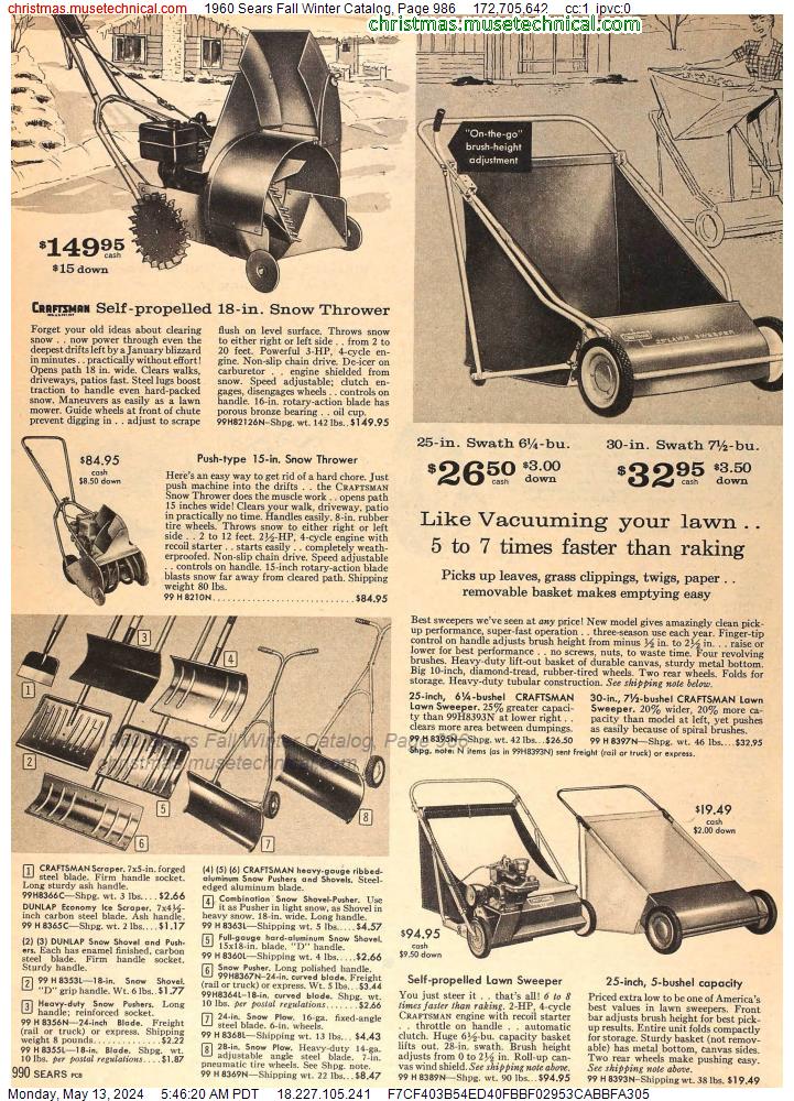 1960 Sears Fall Winter Catalog, Page 986