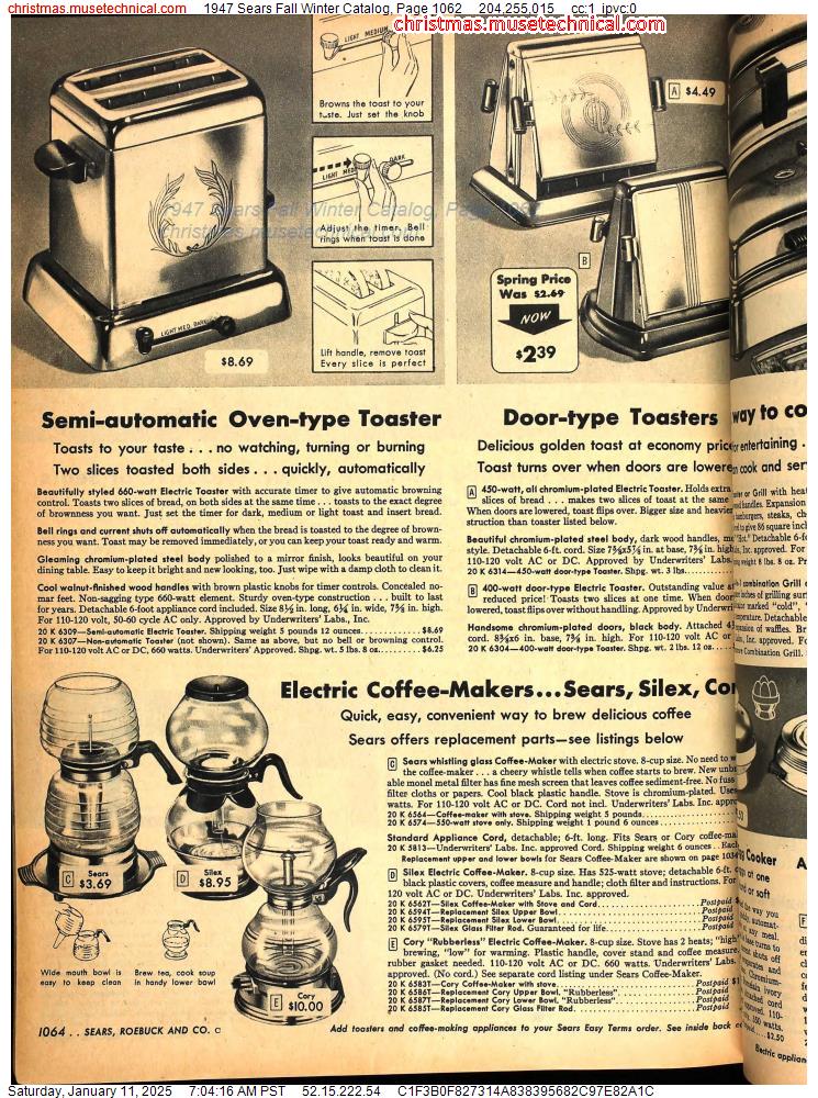 1947 Sears Fall Winter Catalog, Page 1062