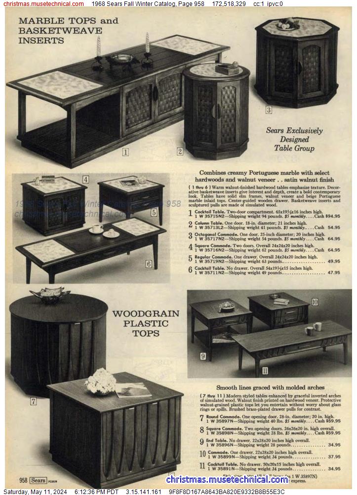 1968 Sears Fall Winter Catalog, Page 958