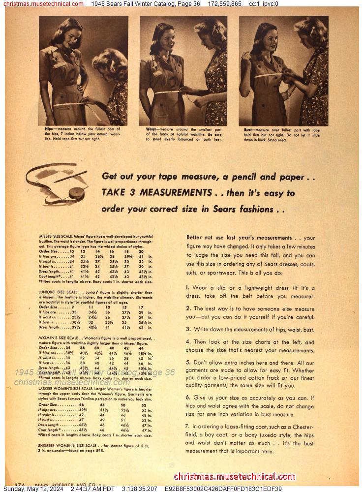 1945 Sears Fall Winter Catalog, Page 36