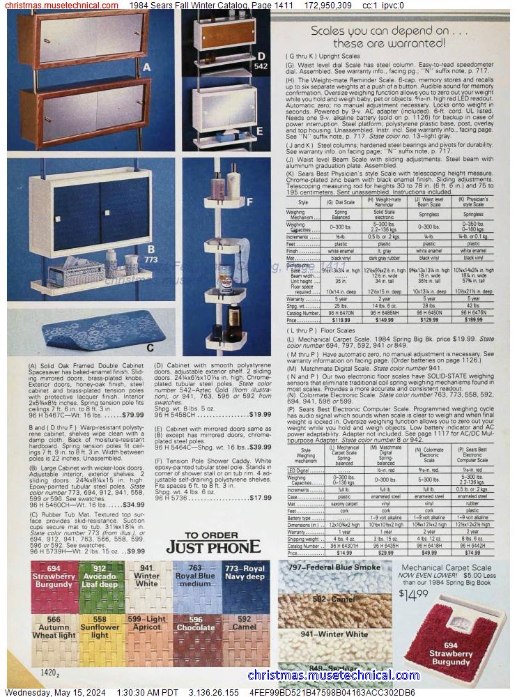 1984 Sears Fall Winter Catalog, Page 1411
