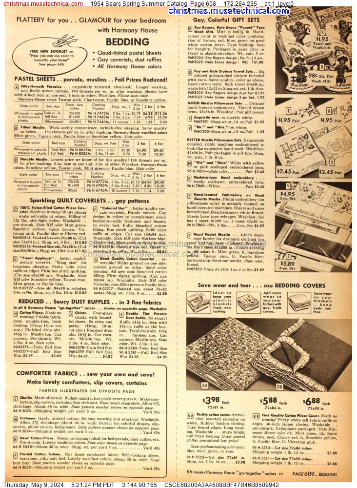 1954 Sears Spring Summer Catalog, Page 608