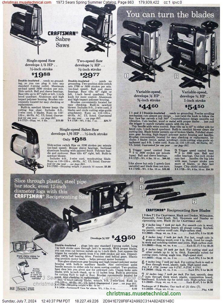 1973 Sears Spring Summer Catalog, Page 863