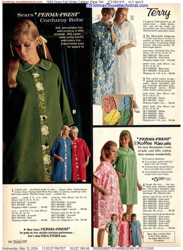 1969 Sears Fall Winter Catalog, Page 194