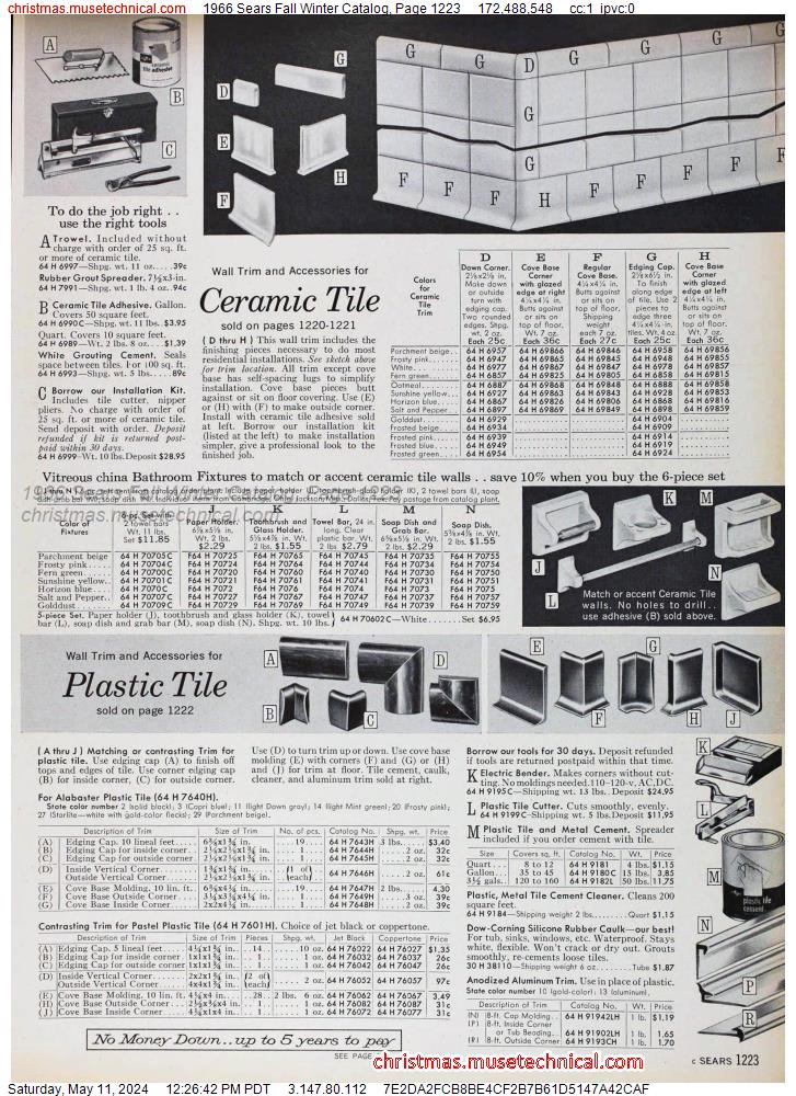 1966 Sears Fall Winter Catalog, Page 1223