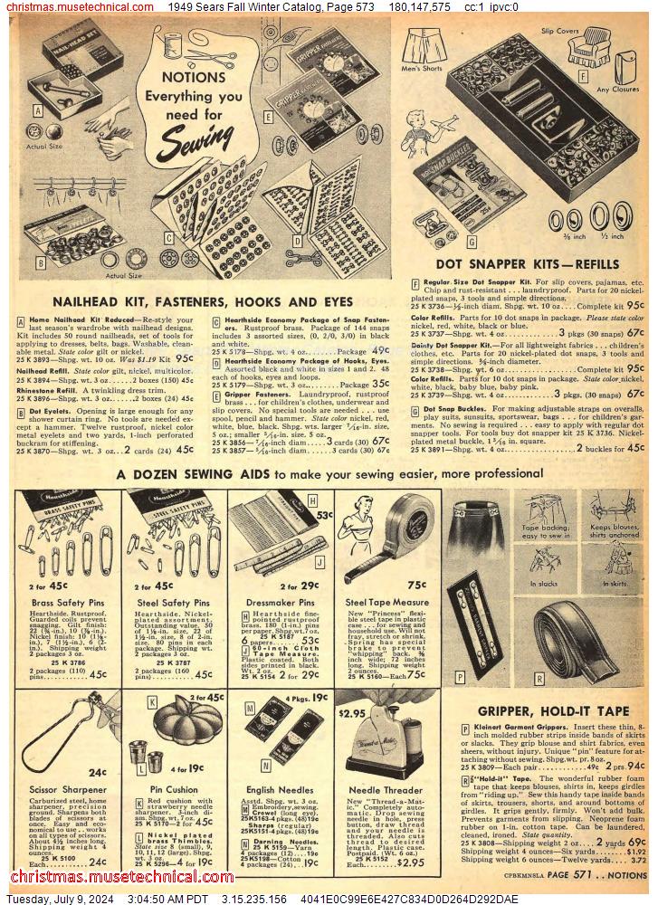1949 Sears Fall Winter Catalog, Page 573