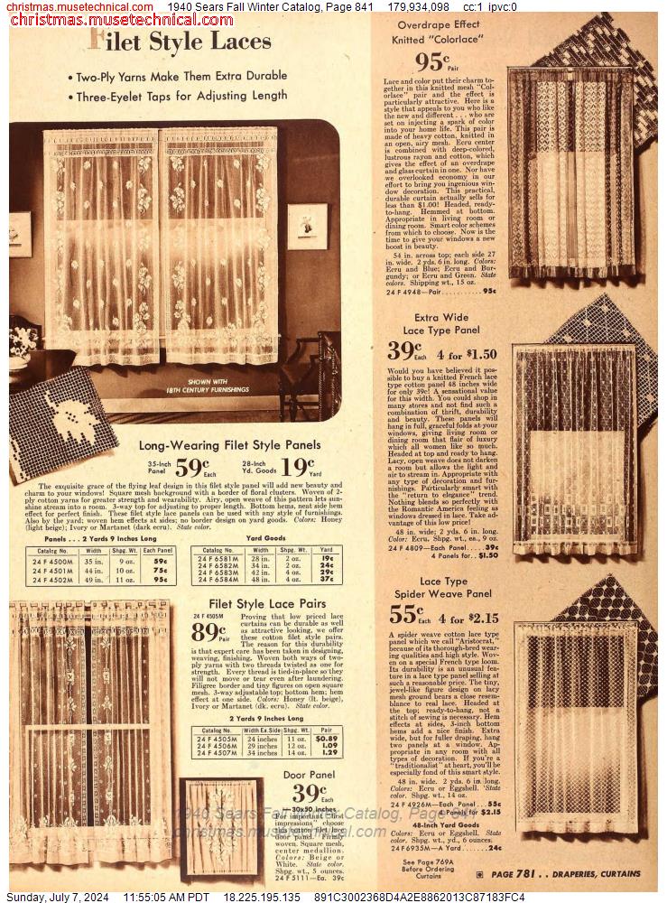 1940 Sears Fall Winter Catalog, Page 841