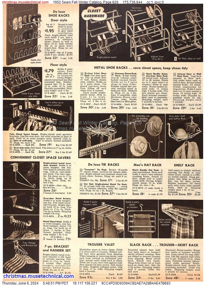 1952 Sears Fall Winter Catalog, Page 629